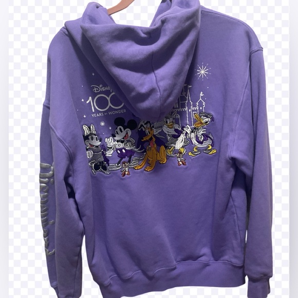 Disney 100 Years of Wonder Sweatshirt Hoodie Size SMALL Purple Embroidered - Picture 2 of 11